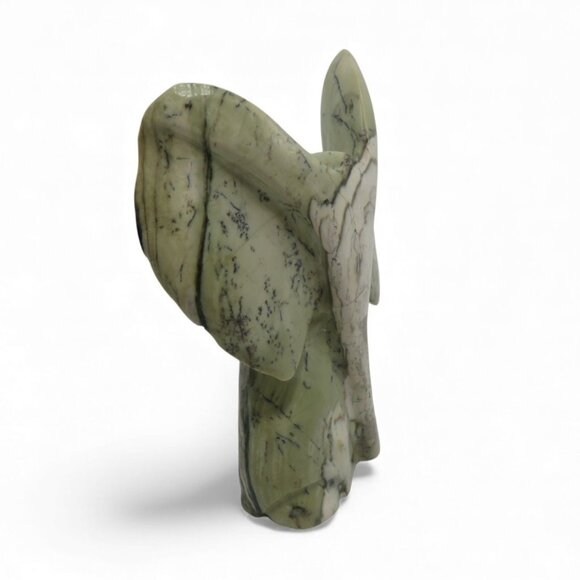 Stone Elephant Hand Carved Green Butter Jade Stone in South Africa Signed 5.5" - Picture 3 of 11